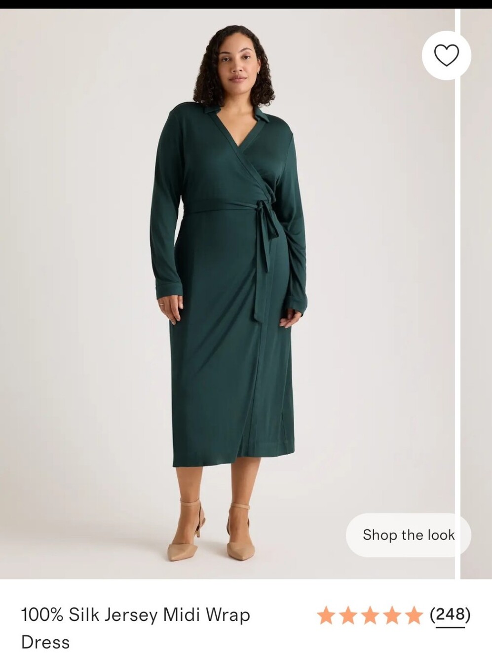 Quince 100% Silk Jersey Midi Wrap Dress